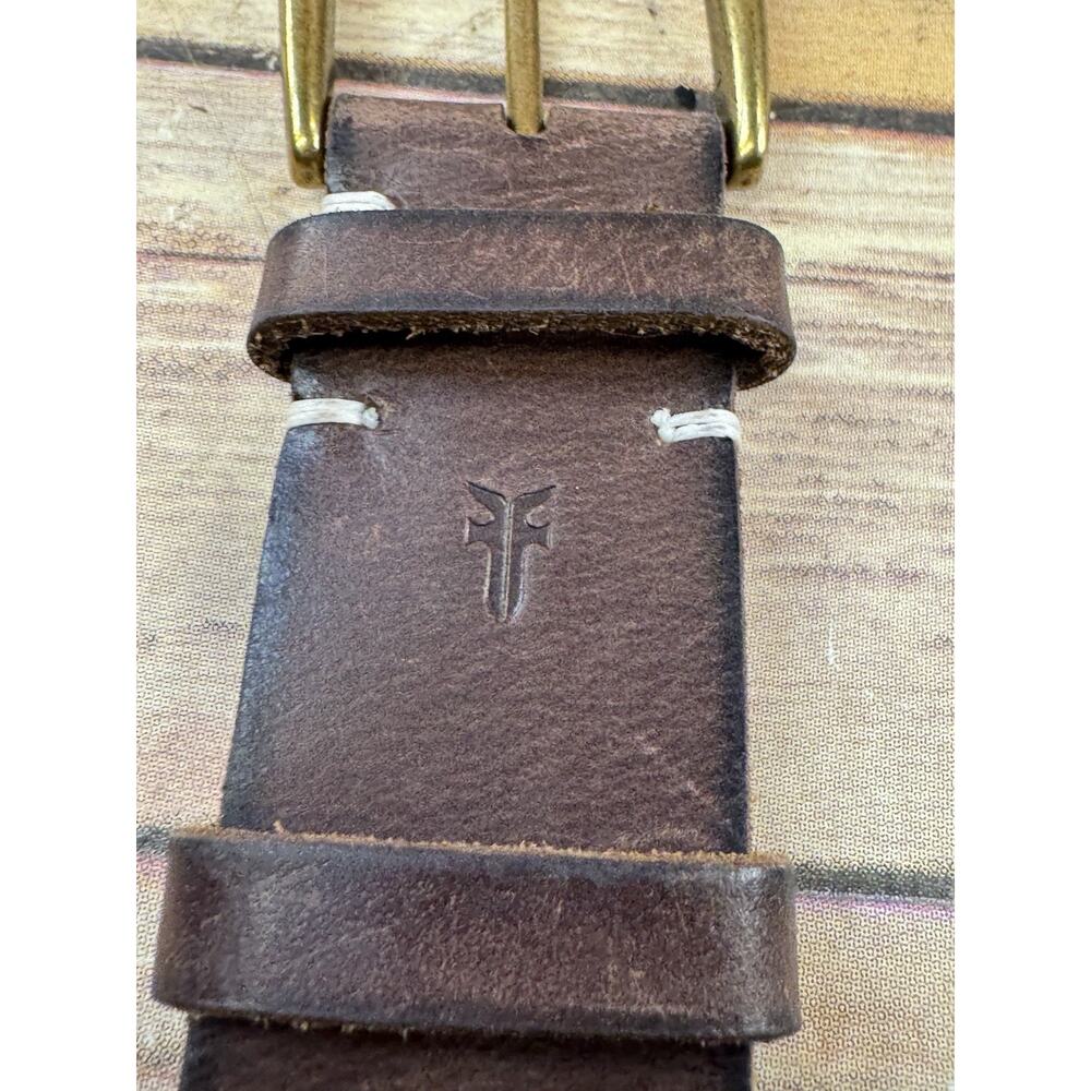 Frye Womens Brown Leather and Brass Grommet Belt L - Picture 7 of 7